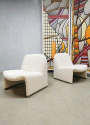 Vintage design Alky Artifort lounge chairs fauteuil bouclé Giancarlo Piretti