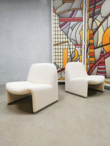 Vintage design Alky Artifort lounge chairs fauteuil bouclé Giancarlo Piretti