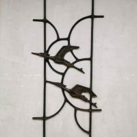 Vintage design muur kunstwerk Brutalist wall art sculpture wanddecoratie ‘Birds’ vogels