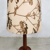 Vintage Danish design table lamp teak tafellamp print nature