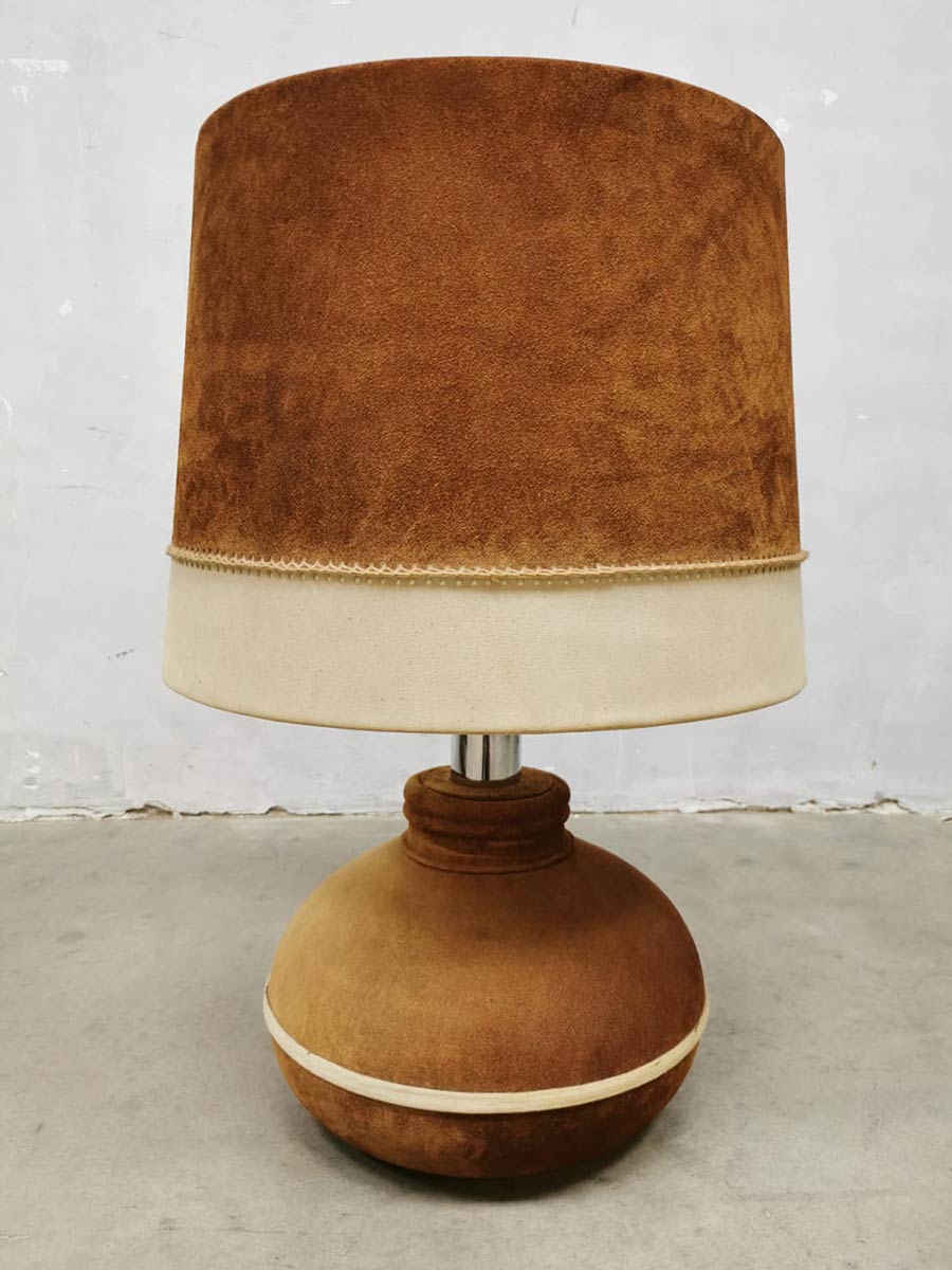 Vintage design suede leather table lamp XXL 'Wild West'