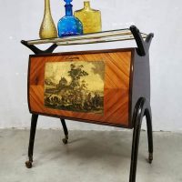 Midcentury modern Italian vintage cocktail bar cabinet trolley Cesare Lacca