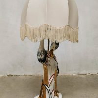 Vintage Italian ceramic heron table lamp tafellamp reiger keramiek