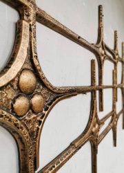 Brutalist brons wandscultuur art work design kunstwerk decoration Bronze