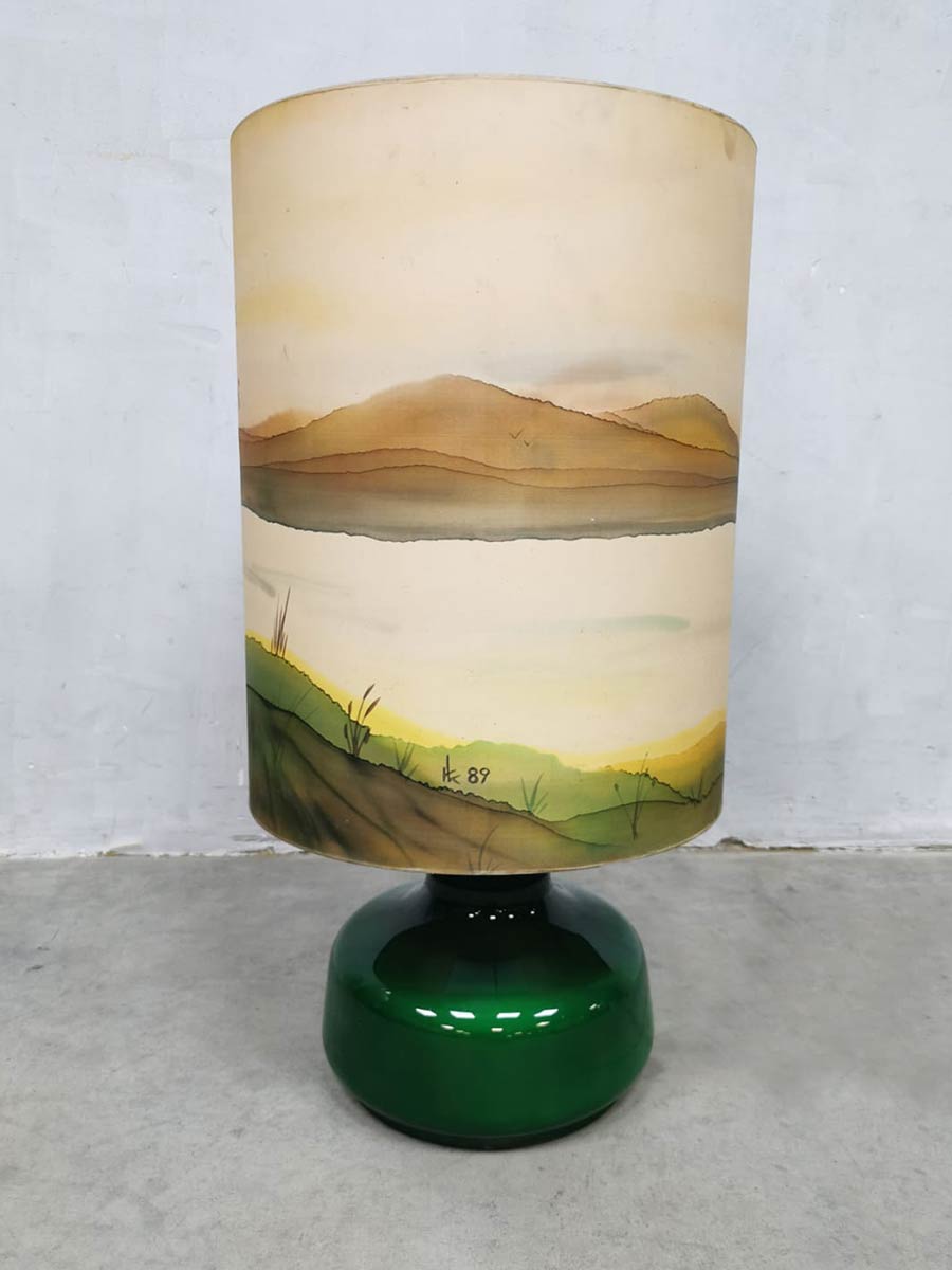 Vintage design table lamp glass tafellamp 'Landscape'