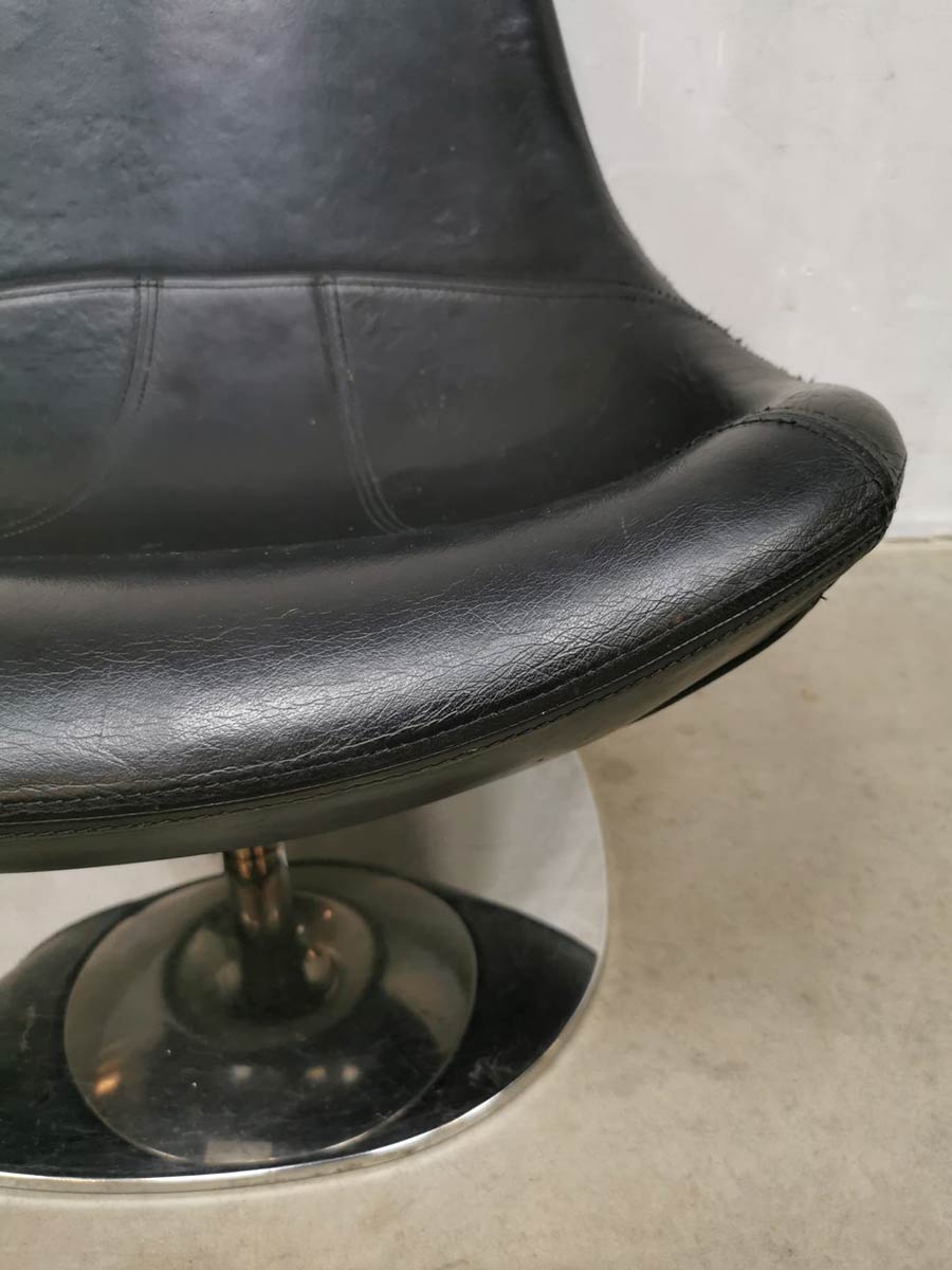 hardop Gering Dochter Retro swivel chair black leather draaifauteuil Madmen style | Bestwelhip