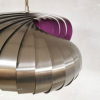 Lamellen lamp Henri Mathieu for Lyfa 1970 design chrome spiral pendant lamp hanglamp vintage