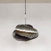 Midcentury design steel spiral pendant lamp hanglamp by Henri Mathieu for Lyfa 1970