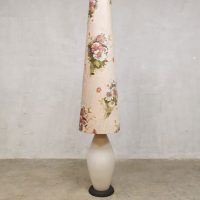 Midcentury glass vase floorlamp vloerlamp melkglas 'Pink Floral'