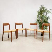 Midcentury Danish teak dining chairs eetkamerstoelen Niels O Moller JL Moller Model 77