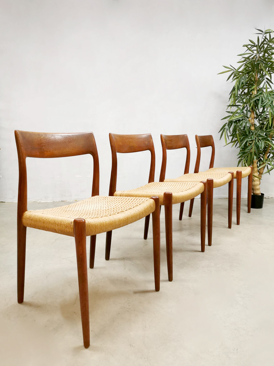 Vintage Danish teak dining chairs eetkamerstoelen Niels Otto Møller