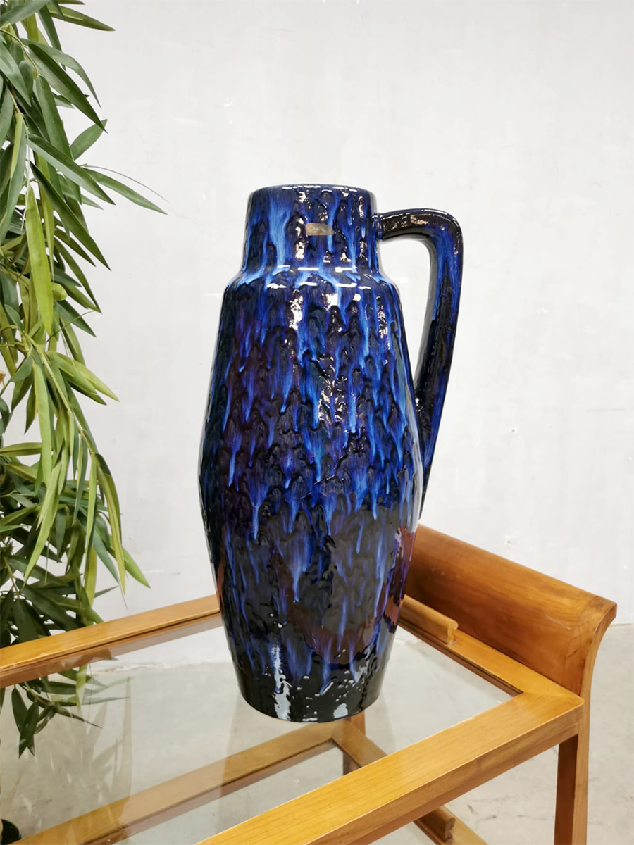 Vintage ceramic fat lava vase Scheurich 'Majestic Blue'