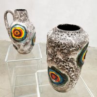Vintage ceramic vases vazen Scheurich Fat Lava 'Bullseye'