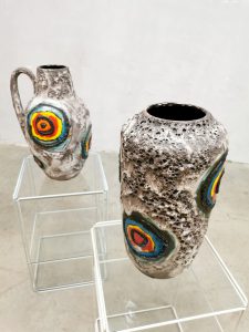 Vintage ceramic vases Scheurich Fat Lava 'Bullseye'
