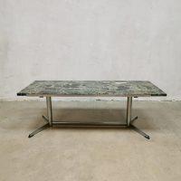 Vintage retro coffee table green marble stone