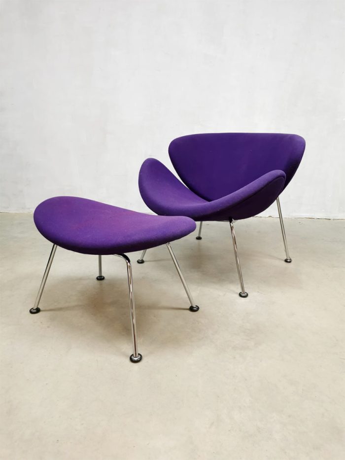 Dutch design easy chair & ottoman orange slice Pierre Paulin Artifort