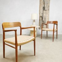 Midcentury Danish design J. L Moller armchairs eetkamerstoelen teak model 56
