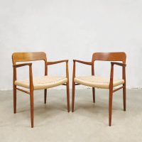 Vintage Danish design J. L Moller armchairs eetkamerstoelen teak model 56