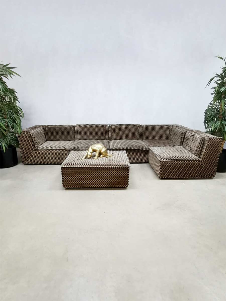 Decoratief blad Verzorgen Vintage modular sofa modulaire lounge bank 'Checkered' | Bestwelhip