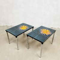 Vintage chrome tile sidetables coffee table Adri