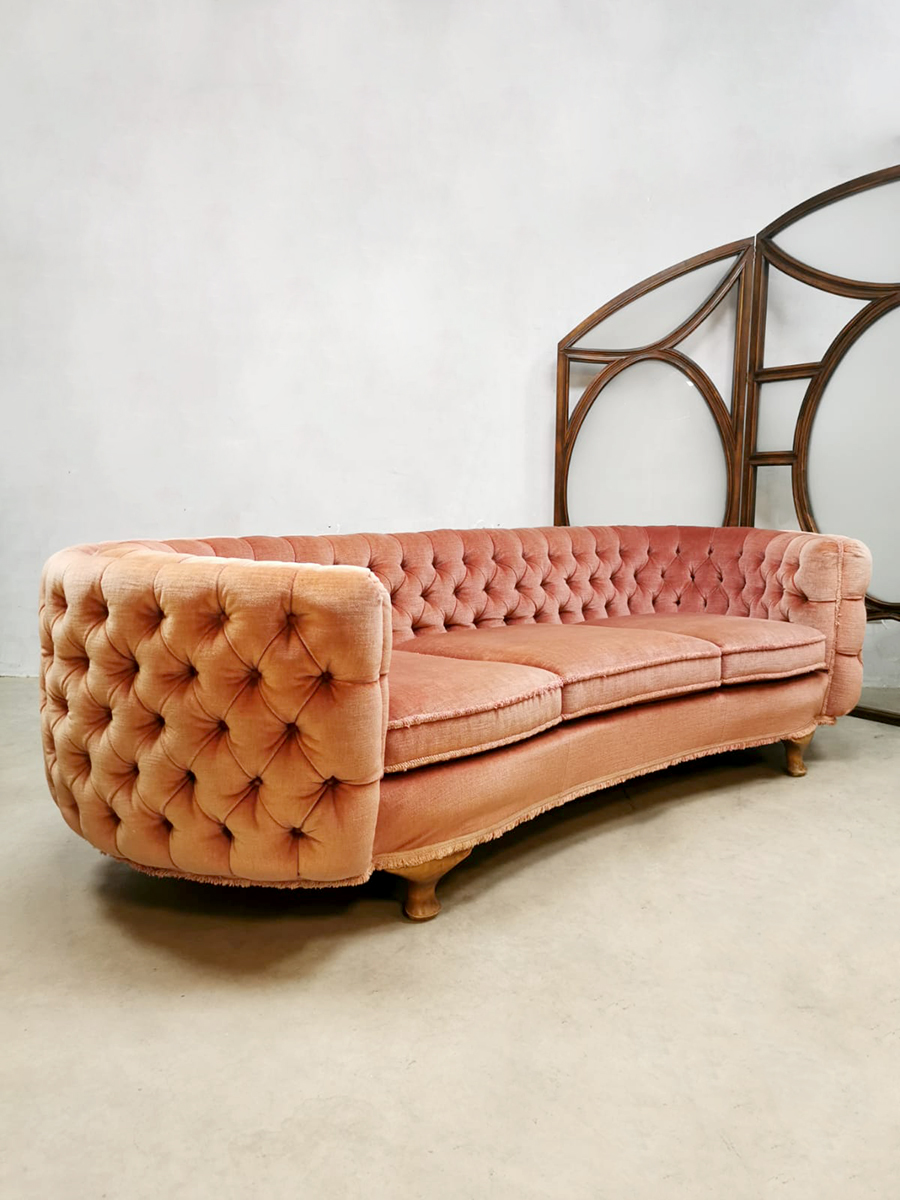 Baroque Padded Rare Pink Velvet Sofa