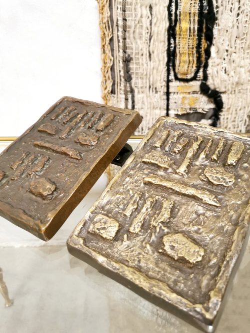 Midcentury Brutalist bronze door handle 'Abstract'