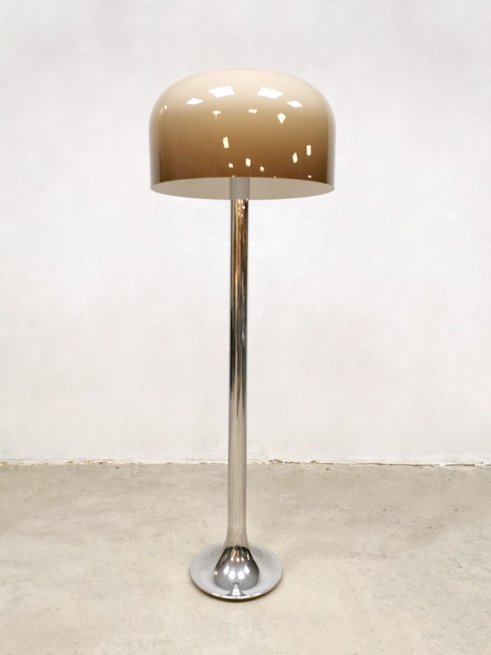 vintage design Italian Guzzini style floor lamp mushroom tulip chrome base lamp