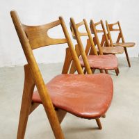 Midcentury dining chairs vintage stoelen Sawbuck CH29 H. Wegner