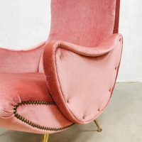 Midcentury pink velvet Italian design armchair vintage fauteuil Zanuso style
