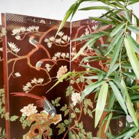 Vintage Asian room divider Aziatische paravan kamerscherm 'Exotic birds'