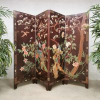 Vintage Asian room divider Aziatische paravan kamerscherm 'Exotic birds'