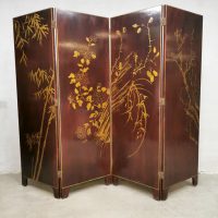 Vintage Asian room divider Aziatische paravan kamerscherm 'Exotic birds'