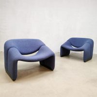 Vintage Groovy M-chairs Pierre Paulin Artifort F-598 blauw