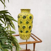 Seventies West Germany ceramic vase Bay 76 50 green yellow keramiek vaas_01
