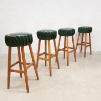 Vintage grand cafe stool barstools skai leather barkrukken 'Green spirit'