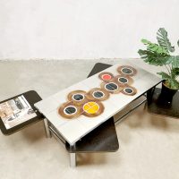 Midcentury design tile coffee table vintage chrome 'Pop Art'