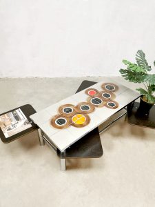 Midcentury design tile coffee table vintage chrome 'Pop Art'