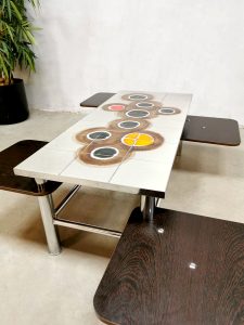 Midcentury design tile coffee table vintage chrome tegel salontafel 'Pop Art'