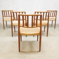 Danish design teak dining chairs eetkamerstoelen Niels O. Møller Model 83 midcentury modern