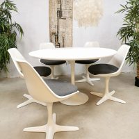 Midcentury design Tulip dining set table chairs eetkamerset Maurice Burke Arkana