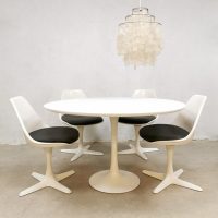 Vintage Arkana Maurice Burke dining table dining swivel chairs Saarinen Knoll