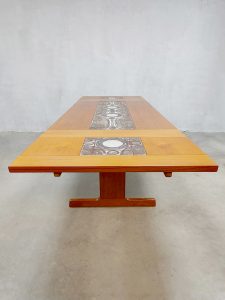 Vintage Danish dining set table tiles & chairs eetkamertafel stoelen Farstrup