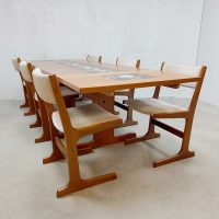 Vintage Deens drop-leaf handpainted dining table dining chairs eetkamertafel Farstup