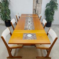 Vintage Danish dining set table tiles & chairs eetkamertafel stoelen Gangsø Møbler