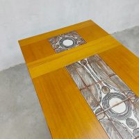Midcentury modern design drop leaf table Gangso tiles wood Farstrup