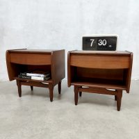 Vintage Dutch design teak nightstands bedside tables nachtkastjes Webe Louis van Teeffelen