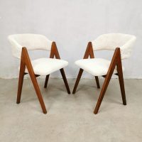 Vintage midcentury Dutch design teak scissor dining chairs eetkamerstoelen 50s