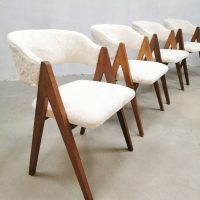 Vintage Dutch design teak scissor dining chairs eetkamerstoelen 'Teddy'