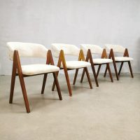 Vintage Dutch design teak scissor dining chairs eetkamerstoelen 'Teddy'