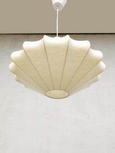 Vintage design white 'cocoon' hanglamp pendant light Castiglioni style